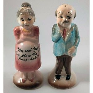 Enesco For Old Times Sake Salt and Pepper Shakers Vintage Old Couple